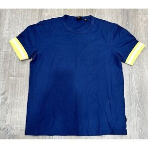 Hugo Boss T-Shirt Men's Large Blue Crewneck Mercerised City Wear Athletic Shirt